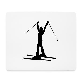 Skifahrerin Ziel Pose - Tolles Skiurlaub Motiv - Mousepad (Querformat) - Weiß - Vorne