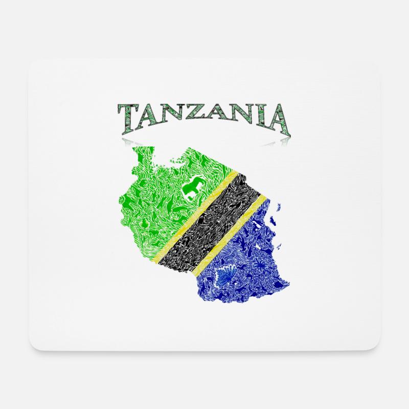 Tansania Flag Map - Mousepad (Querformat) - Weiß