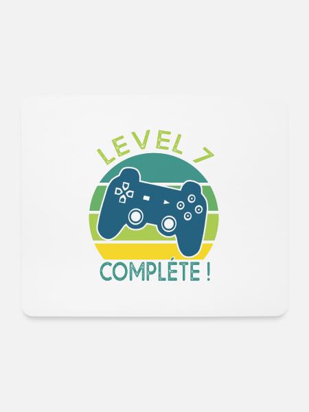 Level 7 Geschenk Geek Geburtstag 7 Jahre gamer - Mousepad (Querformat) - Weiß