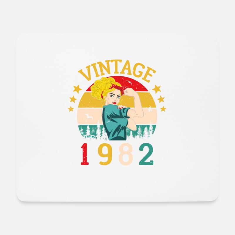 Jubiläum Retro Geschenk Vintage 1982 Vintage - Mousepad (Querformat) - Weiß