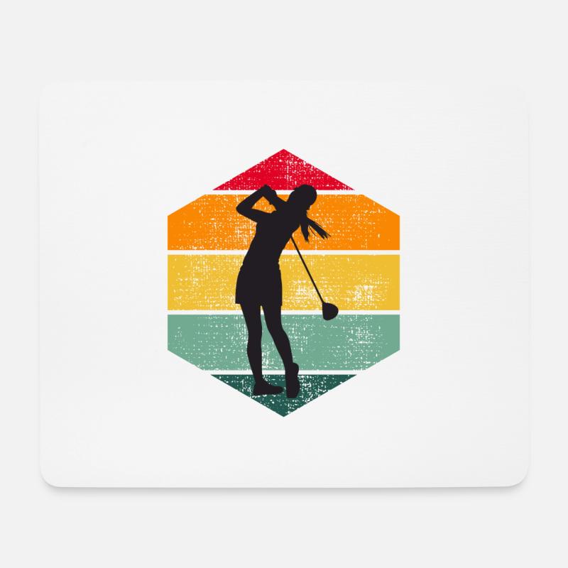 Golf Frauen Vintage Golfer Golfspieler Damen Golf - Mousepad (Querformat) - Weiß