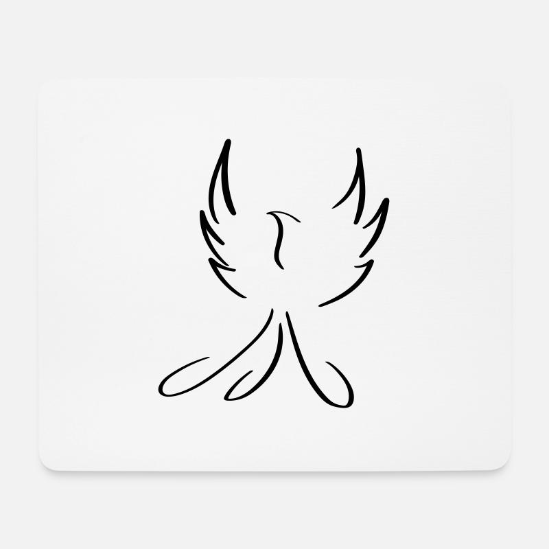Phönix Line Art - Minimalistisch - Mousepad (Querformat) - Weiß
