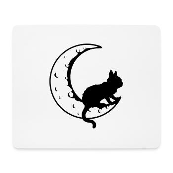Lune faucille de chat noir - Tapis de souris (format paysage) - blanc - Devant