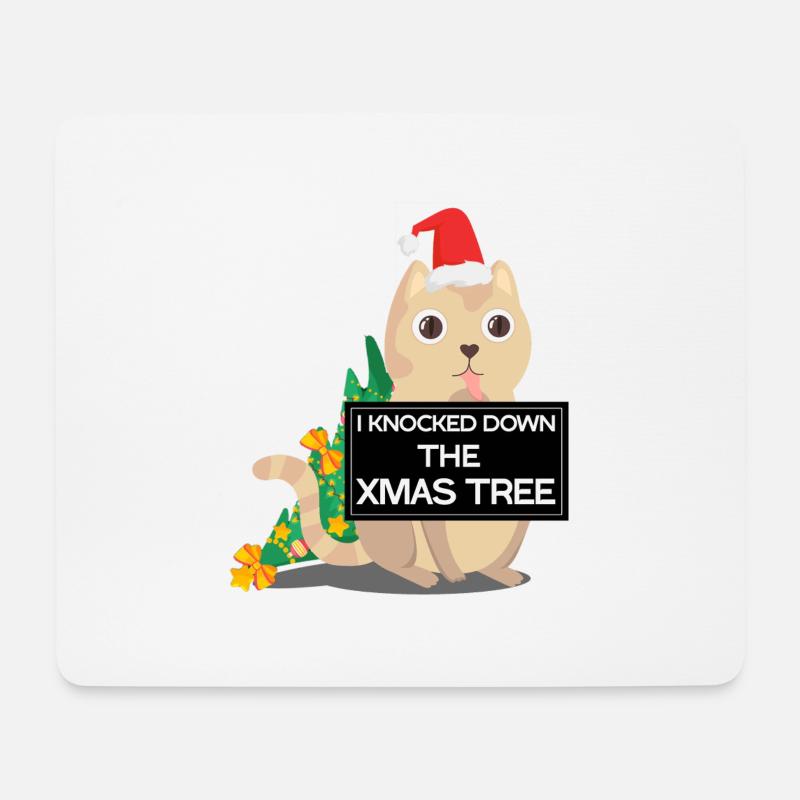 falscher Weihnachtskatzen-Weihnachtsbaum - Mousepad (Querformat) - Weiß