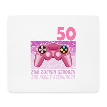 50. Geburtstag Gamer mädchen zur Arbeit gezwungen - Mousepad (Querformat) - Weiß - Vorne