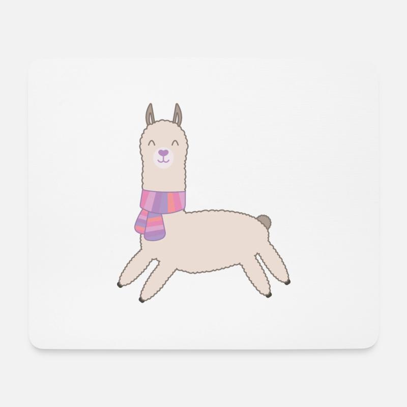 cute alpaca - Mouse Pad (horizontal) - white