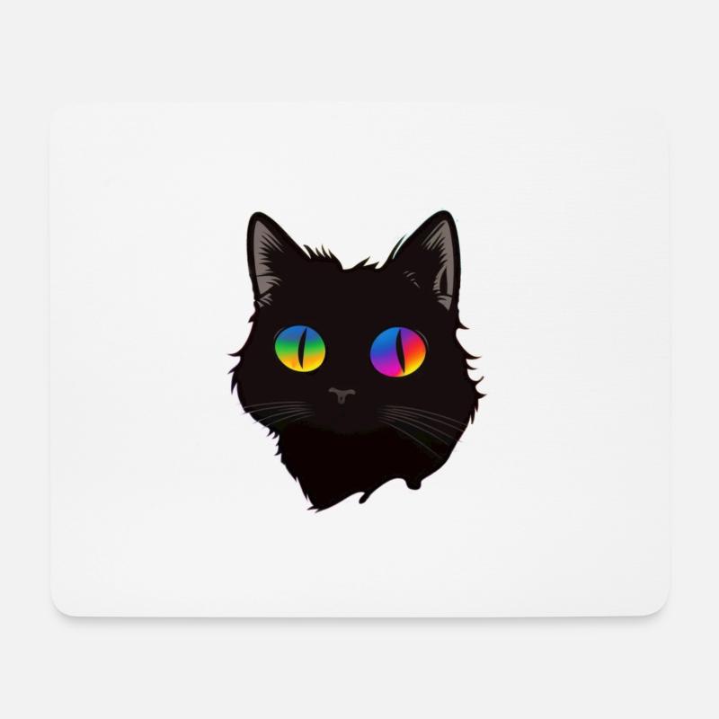 Katze Regenbogen Augen Tier - Mousepad (Querformat) - Weiß