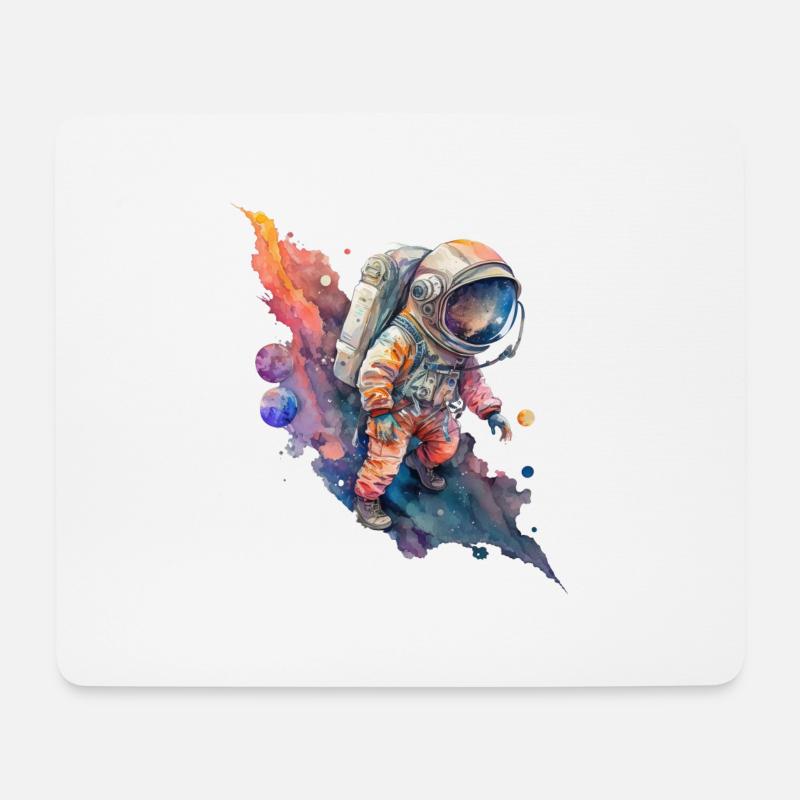 Astronaut Weltall Wasserfarben - Mousepad (Querformat) - Weiß