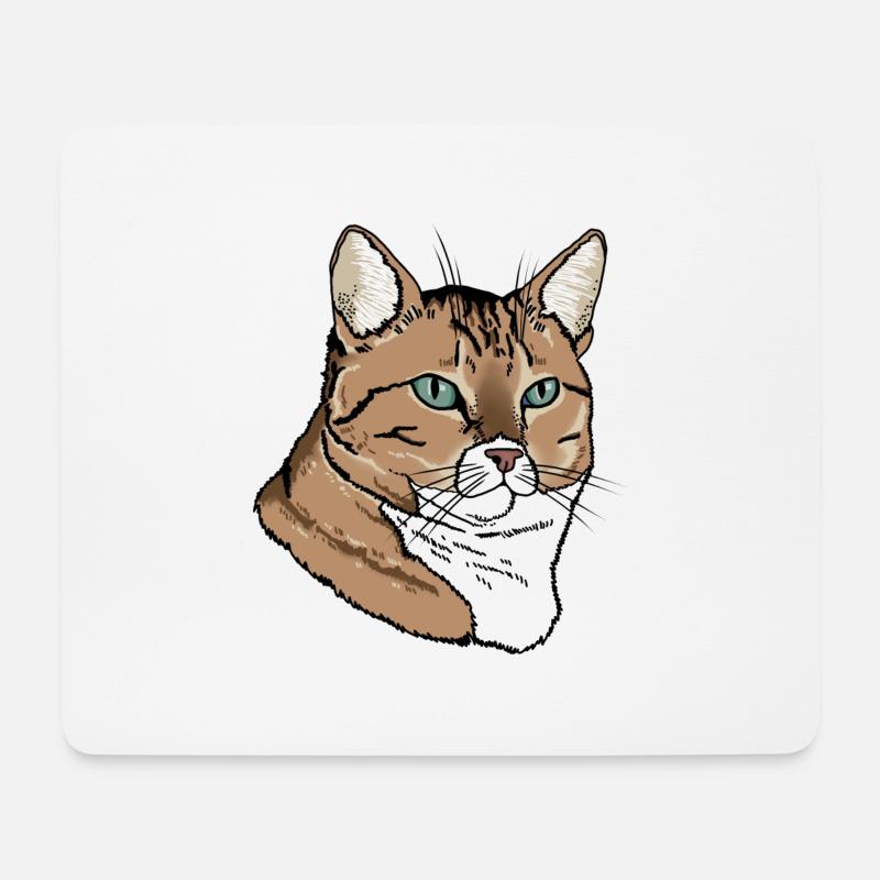 Cat Head Tabby - Mouse Pad (horizontal) - white