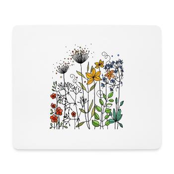 Fleur - Tapis de souris (format paysage) - blanc - Devant
