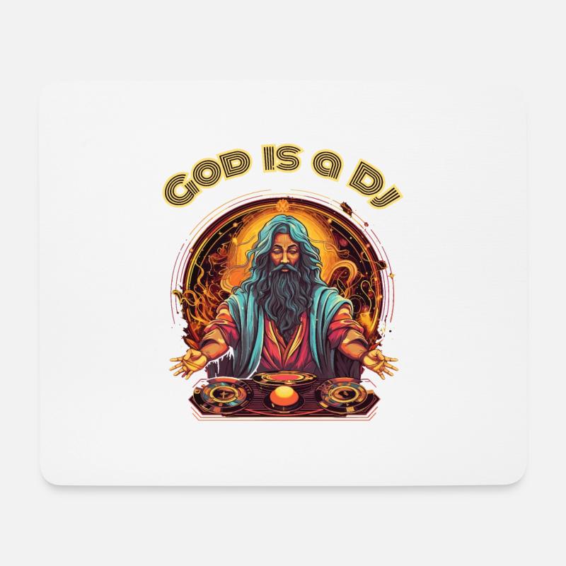 God is a DJ - Mousepad (Querformat) - Weiß