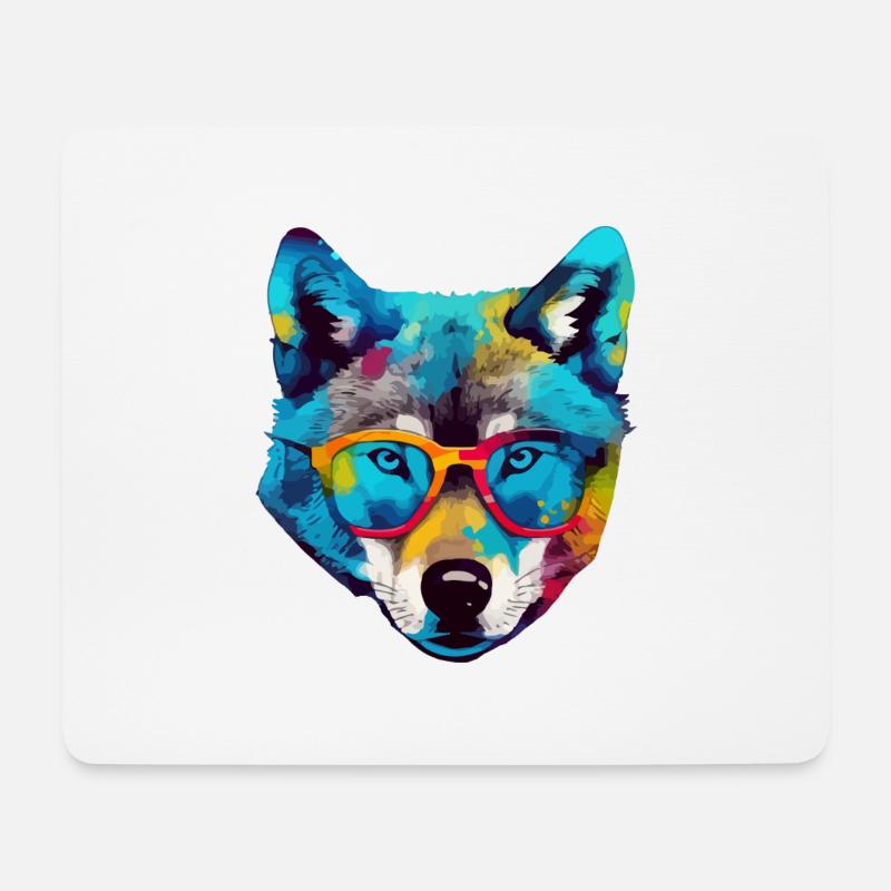 Bil der Brillenwolf - Mousepad (Querformat) - Weiß