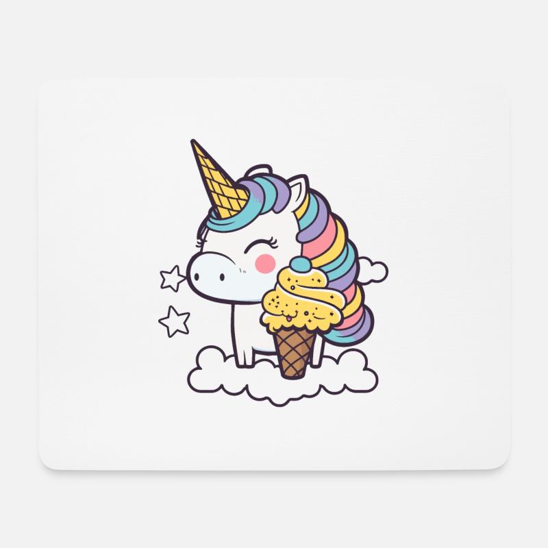 Eiscreme Einhorn - Mousepad (Querformat) - Weiß