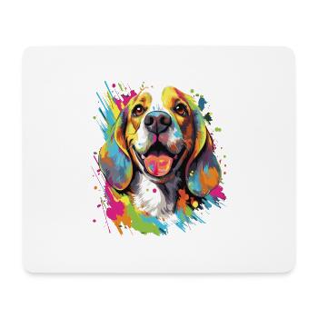Buntes Beagle Design - Liebevoll und Lebhaft - Mousepad (Querformat) - Weiß - Vorne