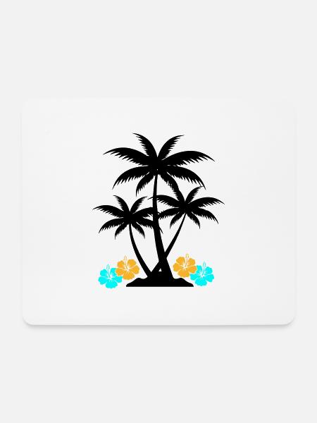 palme hibiskus - Mousepad (Querformat) - Weiß