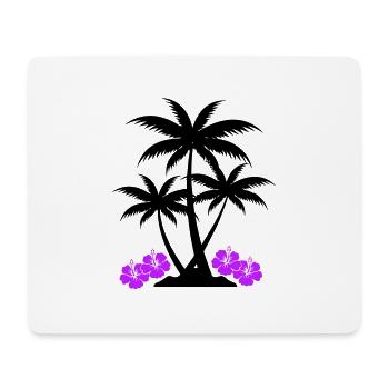 palme hibiskus - Mousepad (Querformat) - Weiß - Vorne