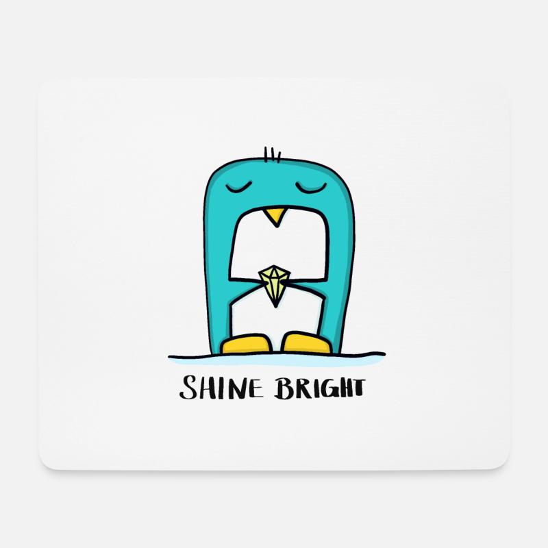 Shine bright - Pinguin mit Diamant - Mousepad (Querformat) - Weiß