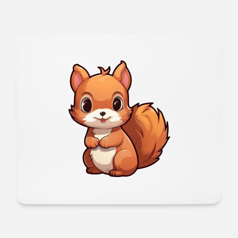 Écureuil Kawaii - Tapis de souris (format paysage) - blanc