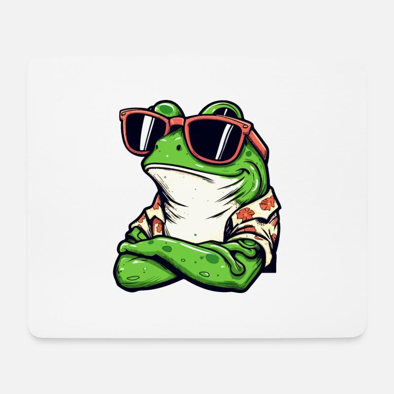 Cooler Frosch - Mousepad (Querformat) - Weiß