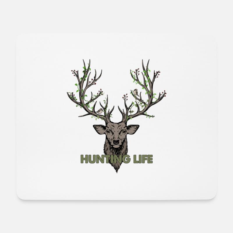 Hunting Elch mit Geweih - Mousepad (Querformat) - Weiß