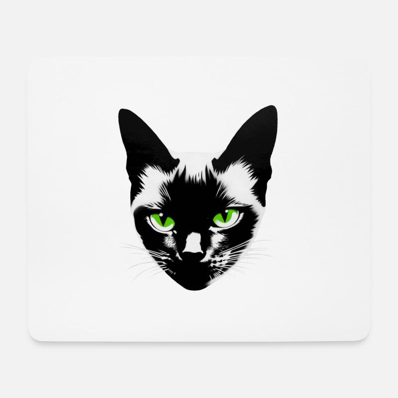 Katzengesicht - Mousepad (Querformat) - Weiß