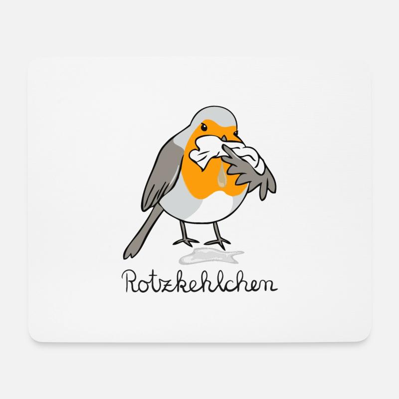Rotzkehlchen Rotkehlchen hat Schnupfen - Mousepad (Querformat) - Weiß