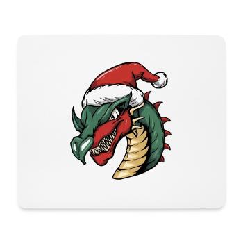 Drache mit Weihnachtsmütze - Mousepad (Querformat) - Weiß - Vorne