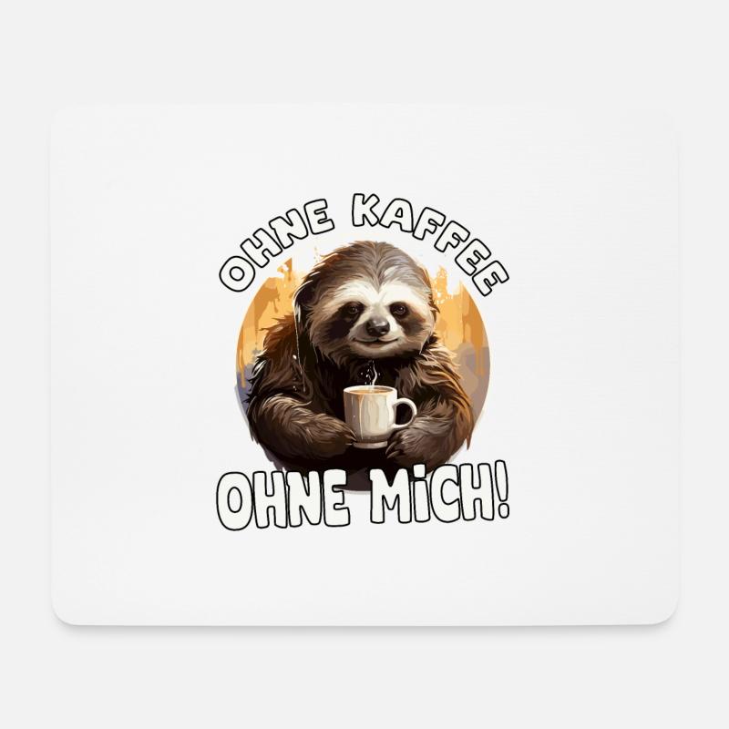 Lustiges Faultier Spruch Ohne Kaffee ohne Mich - Mousepad (Querformat) - Weiß