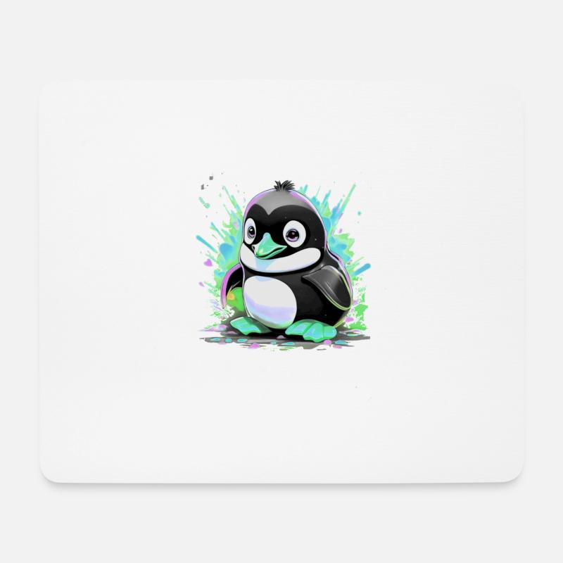 Pinguin, Baby pinguin,babypinguin, Graffiti, Blau - Mousepad (Querformat) - Weiß