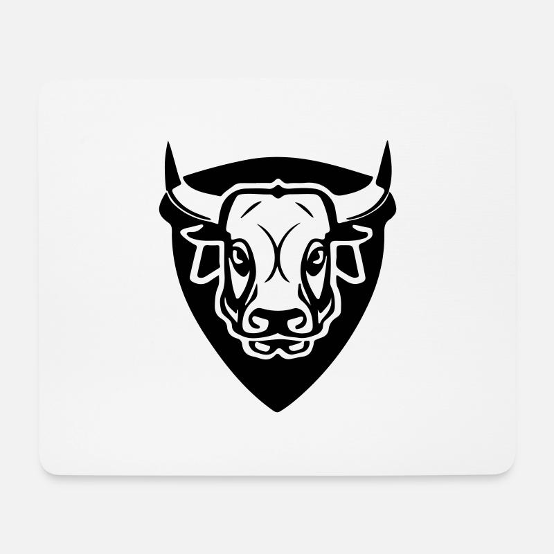 Stier vorne mit Schild - Mousepad (Querformat) - Weiß