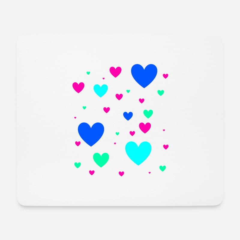 Herzen,bunt, blau, rosa,pink,Herz - Mousepad (Querformat) - Weiß