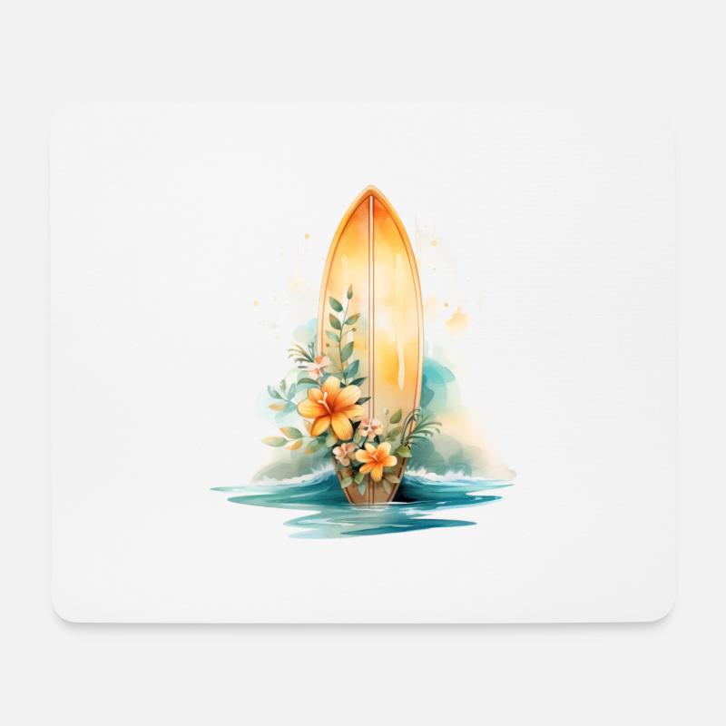 SURFBRETT IN BLÜTE - Mousepad (Querformat) - Weiß