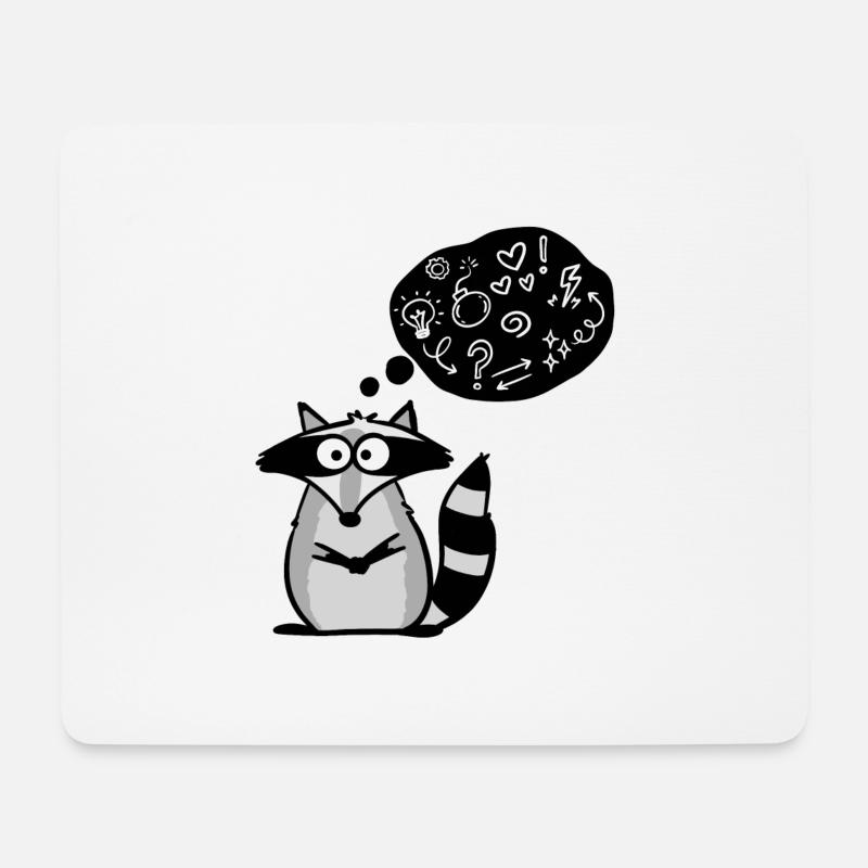 Nachdenklicher Waschbär - Mousepad (Querformat) - Weiß