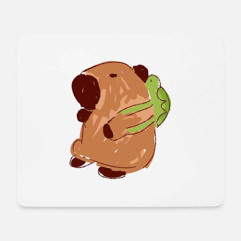 Capybara,Rucksack,Schildkröte,wasserschwein - Mousepad (Querformat) - Weiß