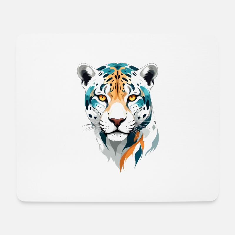Leopard Vektor Kunst Lebendige Farben Illustration - Mousepad (Querformat) - Weiß