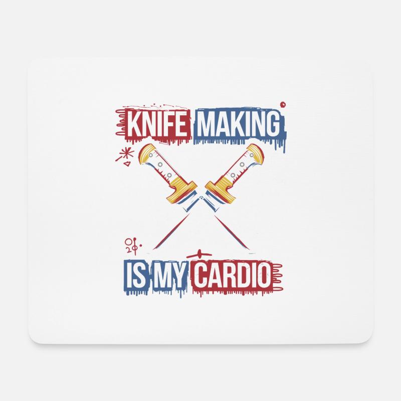 Leidenschaft für Messer und Schmiedekunst - Mousepad (Querformat) - Weiß