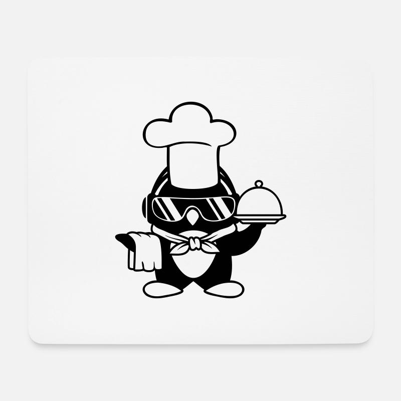 Pinguin Chef Koch Kochmütze Kochen Sonnenbrille - Mousepad (Querformat) - Weiß