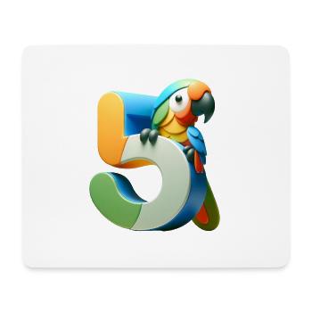 Kinderdesign – Papagei und Zahlen - Mousepad (Querformat) - Weiß - Vorne