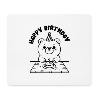 Birthday Bear having cake - Happy Birthday Design - Mouse Pad (horizontal) - white - Front
