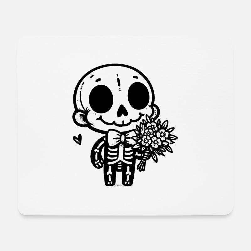 Skelett & Blumen - Mousepad (Querformat) - Weiß