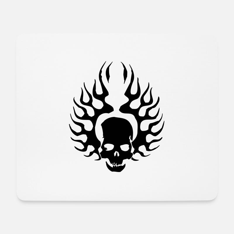 Burning Skull - Mousepad (Querformat) - Weiß