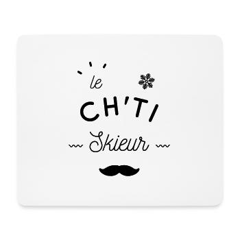 Le ch'ti skieur - Tapis de souris (format paysage) - blanc - Devant