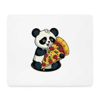Un mignon panda mange un autocollant de pizza - Tapis de souris (format paysage) - blanc - Devant
