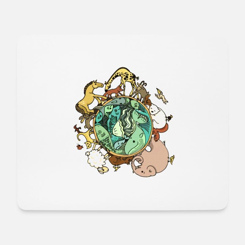 Nature Tierkugel Weltkugel - Mousepad (Querformat) - Weiß