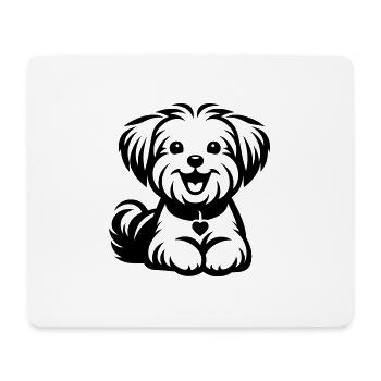 Happy Maltese Malti Maltipoo Drawing - Mouse Pad (horizontal) - white - Front
