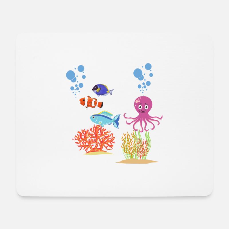 Meeresbewohner Kraken Unterwasserwelt Oktopus - Mousepad (Querformat) - Weiß