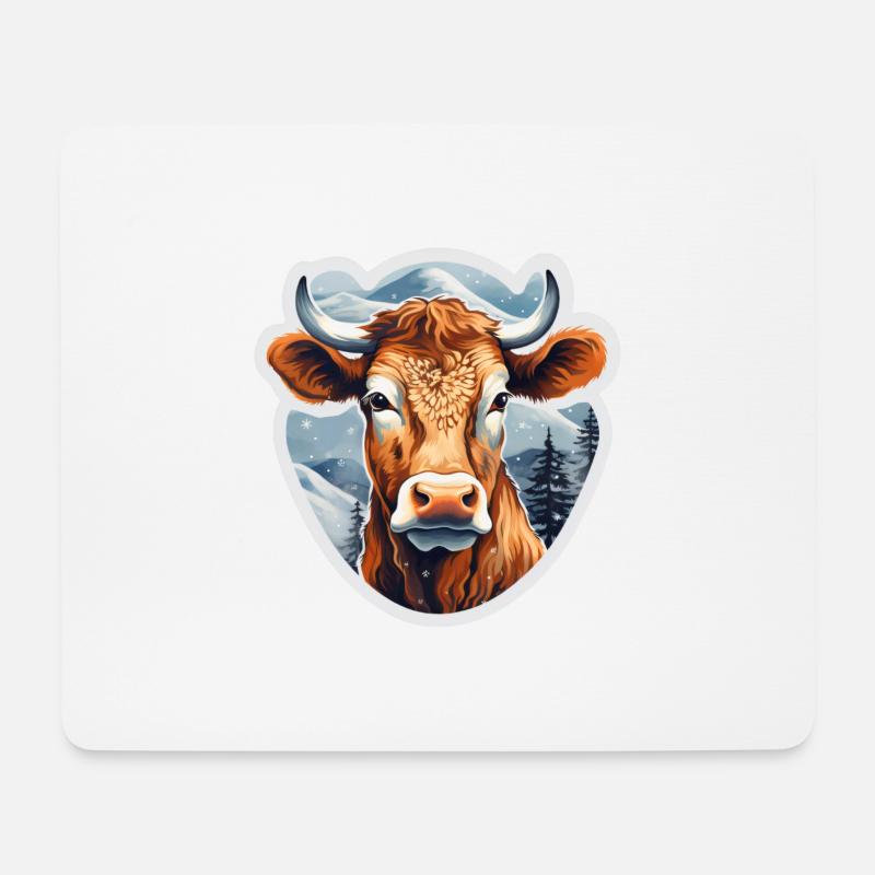 Winteralmkuh - Mousepad (Querformat) - Weiß
