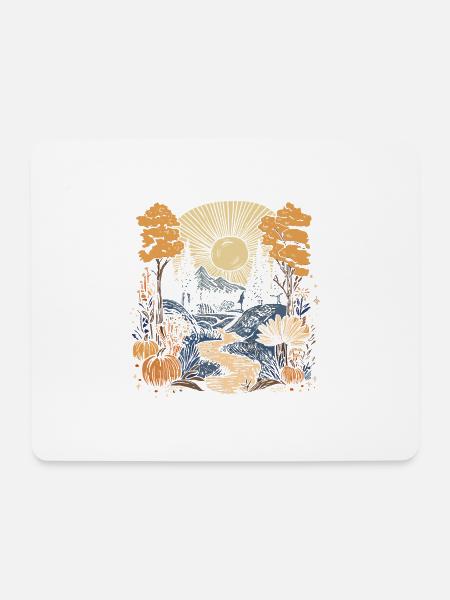 Herbstliche Traumlandschaft mit Bergen - Mousepad (Querformat) - Weiß