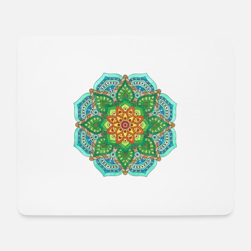 Mandala blue Flowerpower - Mousepad (Querformat) - Weiß