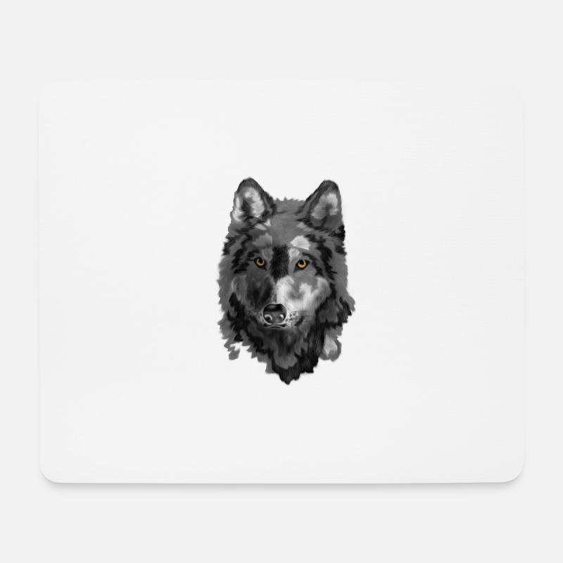 Wolf - Mousepad (Querformat) - Weiß
